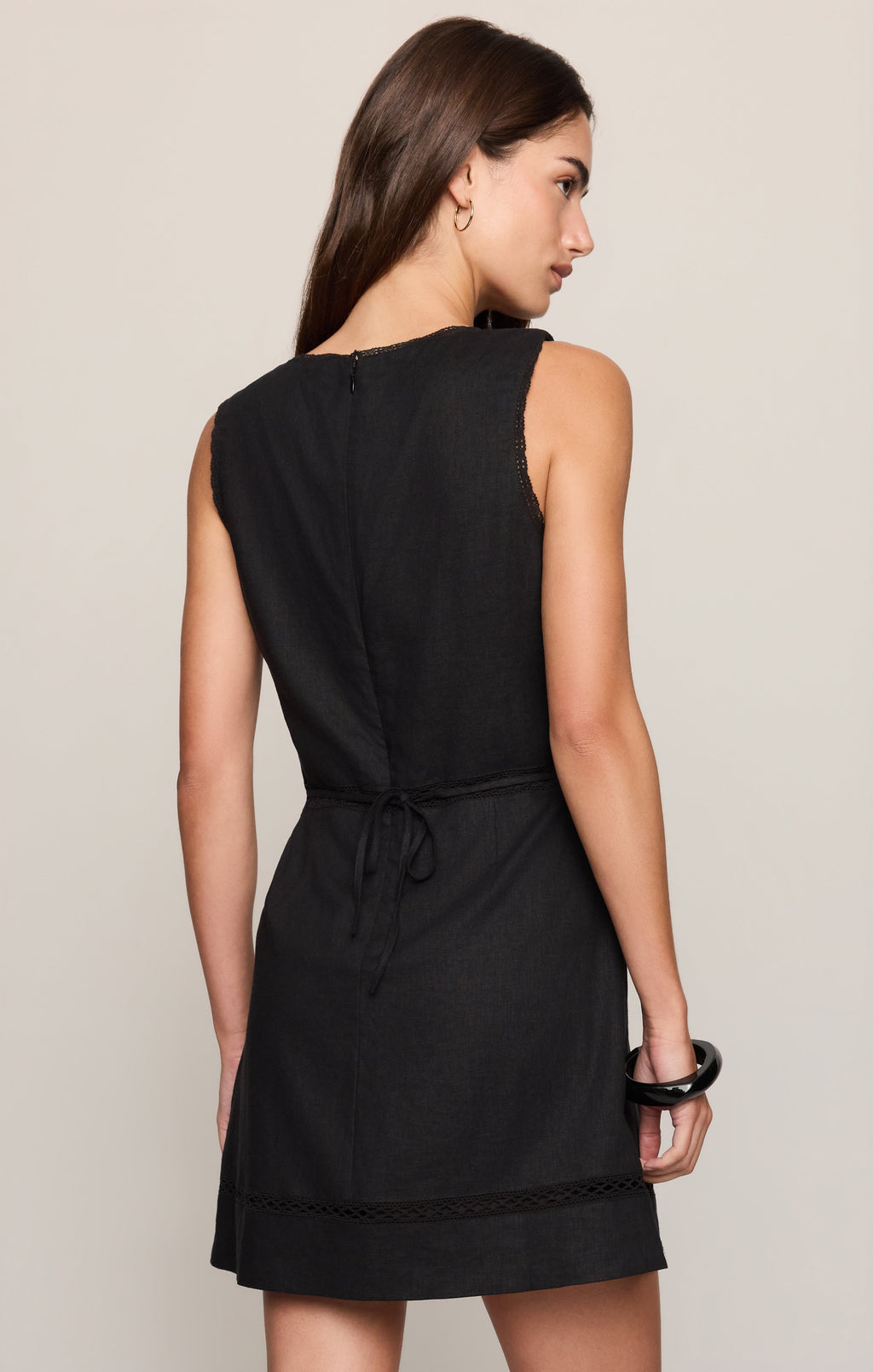 Gemini Embroidered Mini Dress - Black