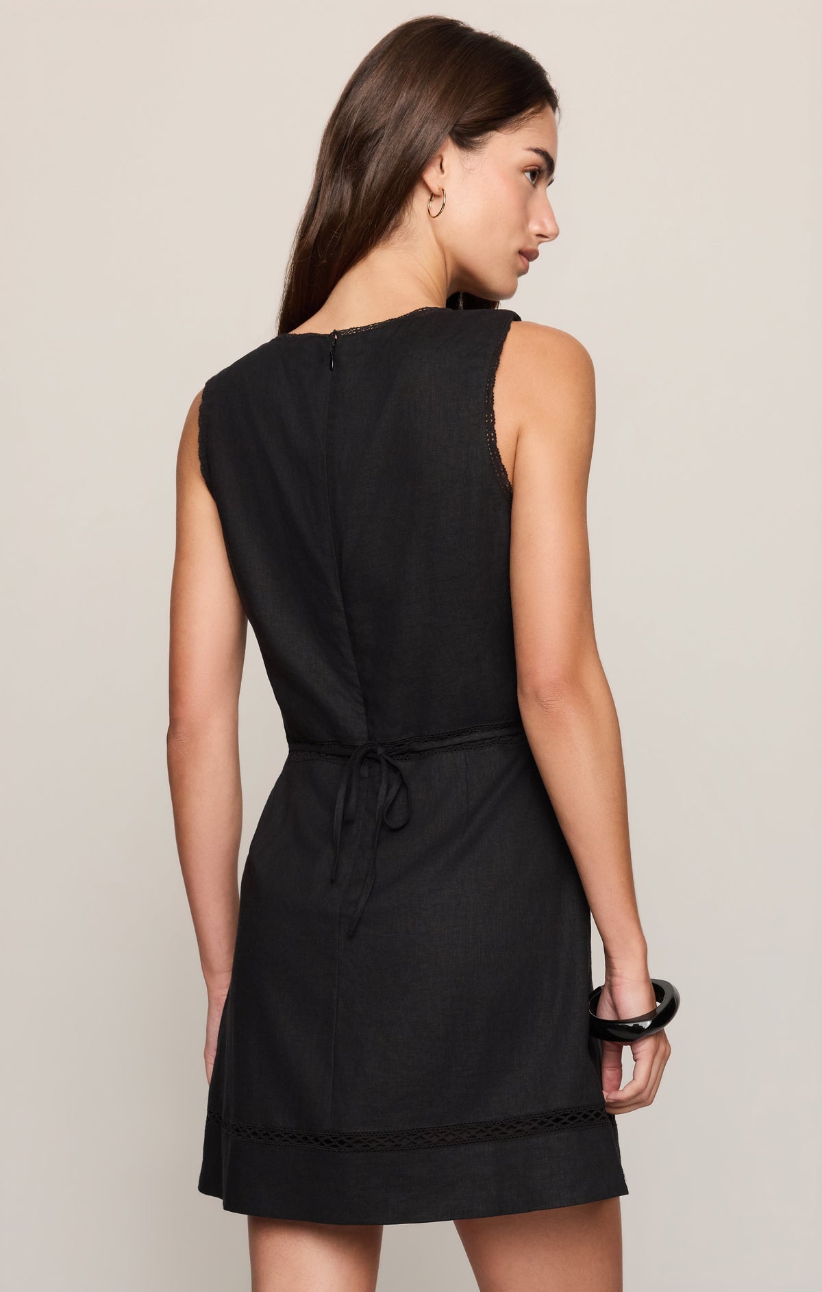 Gemini Embroidered Mini Dress - Black