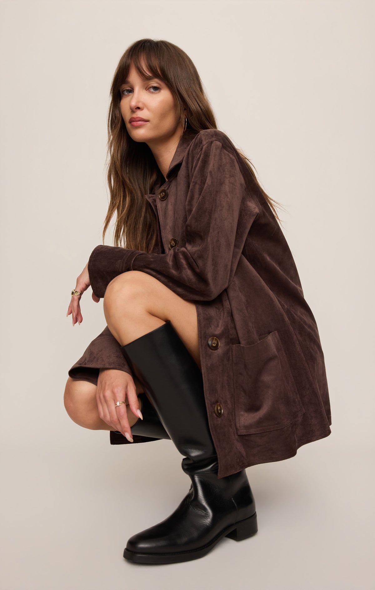 Decker Faux Suede Chore Coat - Dark Chocolate