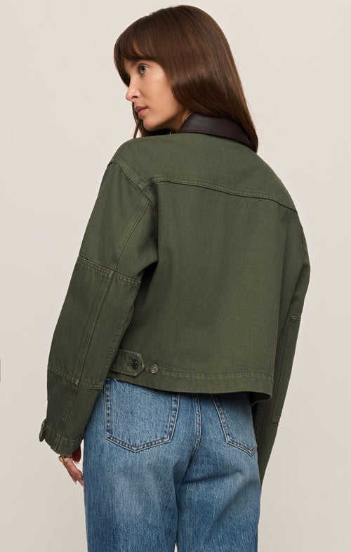 Rey Cropped Denim Chore Jacket - Dusk Sage