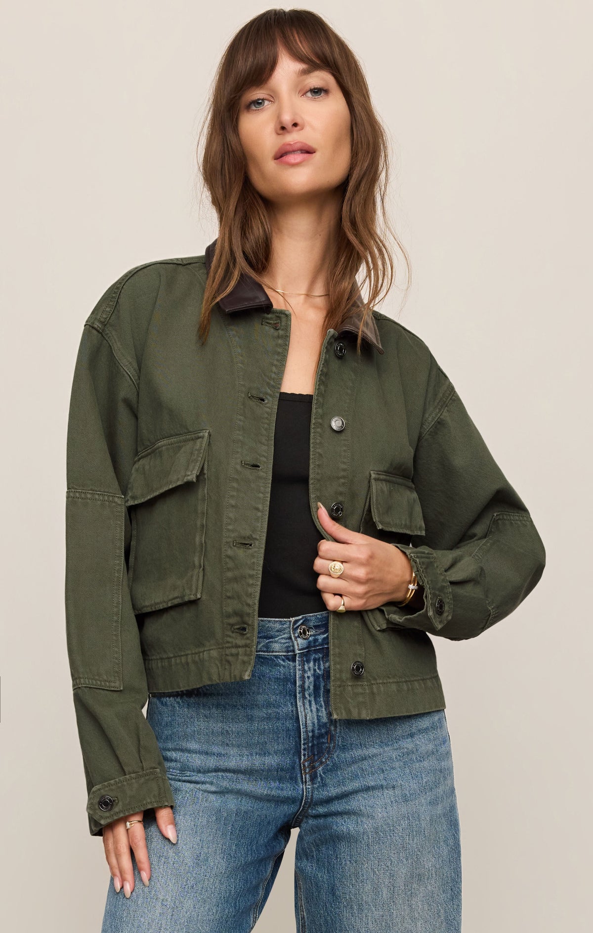 Rey Cropped Denim Chore Jacket - Dusk Sage